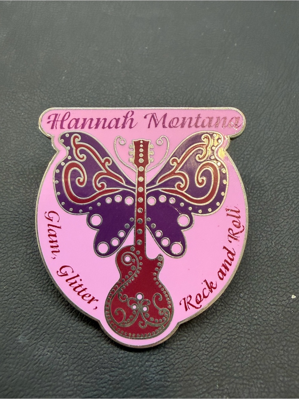Hannah Montana Pink & Purple Butterfly Guitar Enamel Pin